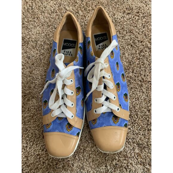 Moods Paul Mayer Made in Spain Boho Beige Paisley Shoe Lace Up Womens Size 7.5 B - Picture 3 of 9